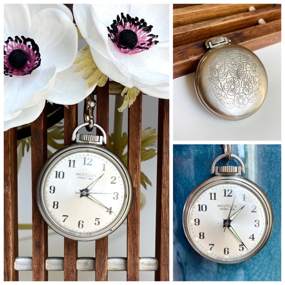 VTG 🌸 Westclox Pocket Ben Watch Floral Engraved